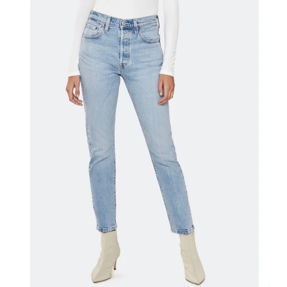 Levi's 501 Straight High Rise Blue Jeans - Picture 6 of 13